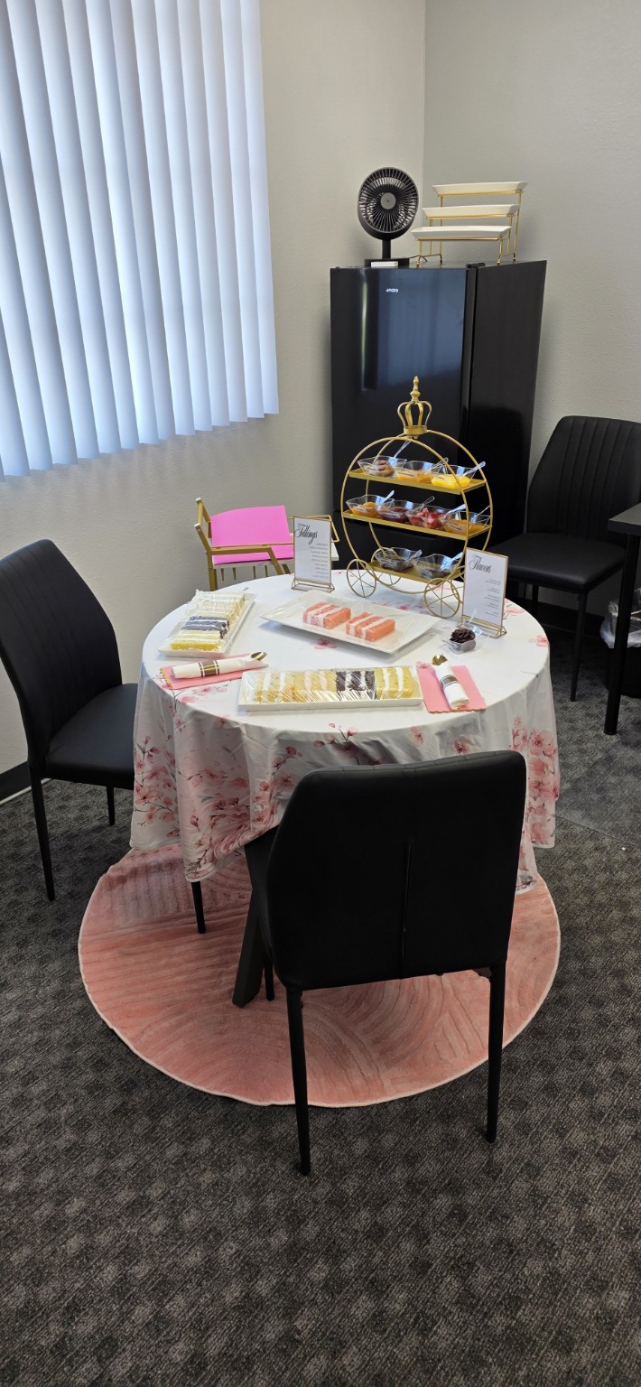 Cake slices at the tasting suite